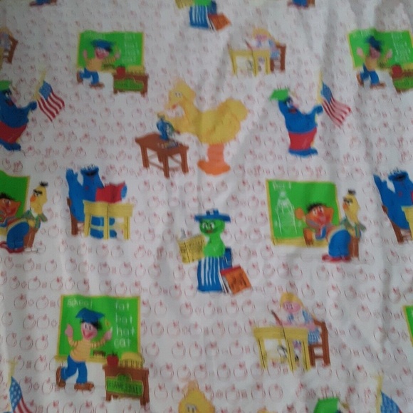 Vintage Muppets SESAME STREET School Room Flat & Fitted Twin Sheets - Picture 2 of 9